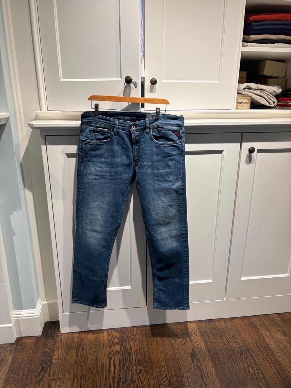 Replay Men's Grover Straight Fir Blue Denim Jeans 33x30 NWOT